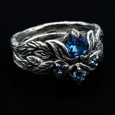 Silver Wedding Rings Set