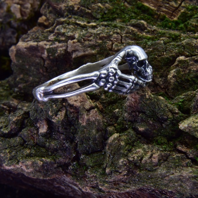 Gothic Skeleton Hand Ring - Unique Silver Statement
