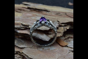 Amethyst Pagan Mens Wedding Ring with Nature Themed, Fantasy Mens Band Engagement Ring, Silver Braided Weave Promise Ring for Men