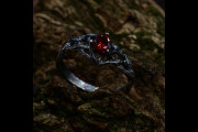Silver Twisted Branch Band with Garnet for Him, Mens Nature Forest Fairy Wedding Ring, Fantasy Leaf and Vine Ring, Olive Branch Jewelry