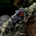 Dark Crimson Garnet Ring – Gothic Elegance in Silver