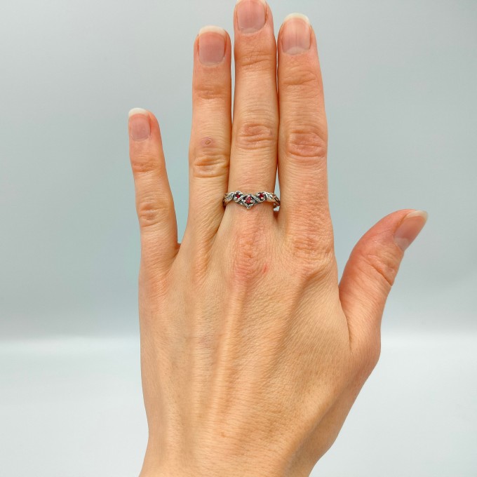 Twins of Flame: Gothic Sterling Silver Ring with Garnet Gems