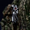 Twisting Vine Gothic Ring with Radiant Garnet