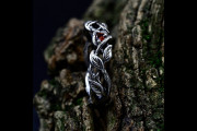Vintage Vine Leaf Ring in Silver, Unique Garnet Engagement Ring, Twig and Leaf Wedding Band for Woman, Delicate Leafy Tree Branch Ring