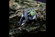 Magical Dragon Engagement Ring with Olive Branch, Unique Silver Claw Ring on Branch Band, Man Fantasy Nature Inspired Jewelry