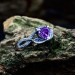 Gothic Amethyst Ring with Enchanted Leaf Motif