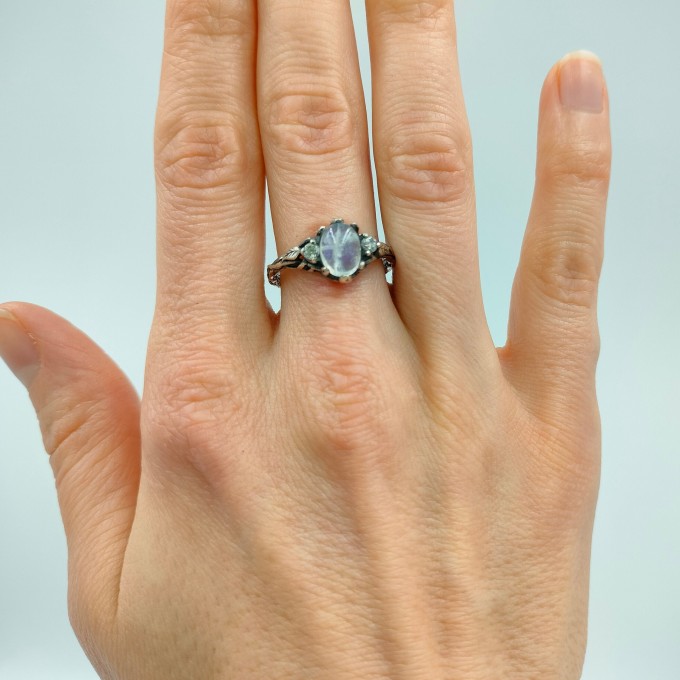 Gothic Silver Ring with Mystical Moonstone