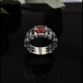 Crimson Dominion: Gothic Garnet Chain Ring
