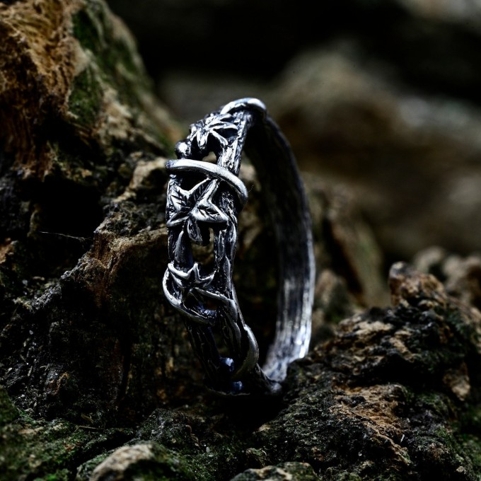 Intricate Gothic Ring with Rune-Inspired Design