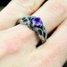 Gothic Amethyst Ring with Mystical Twisting Vine