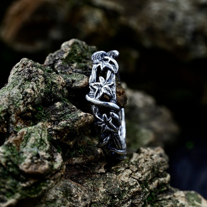 Intricate Gothic Ring with Rune-Inspired Design