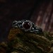 Gothic Ring with Fiery Garnet and Organic Design|Nature-Inspired Wedding Jewelry
