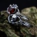 Dark Gothic Silver Ring with Skull and Garnet