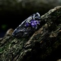 Amethyst Silver Ring with Intricate Fantasy Design