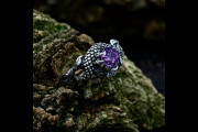 Tree Branch Celtic Mens Ring with Purple Dragon, Unique Mens Ring Amethyst, Mens Fantasy Ring, Mens Viking Wedding Ring Sterling Silver