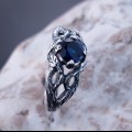 Twilight Claw: Gothic Sterling Silver Ring with Enchanted Sapphire