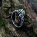 Bloom of Shadows: Gothic Sterling Silver Ring with Olivine Gemstone