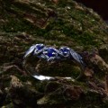 Stars of Midnight: Gothic Sterling Silver Ring with Sapphire Accents