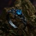 Gothic Silver Ring with Aquamarine and Nature Motif