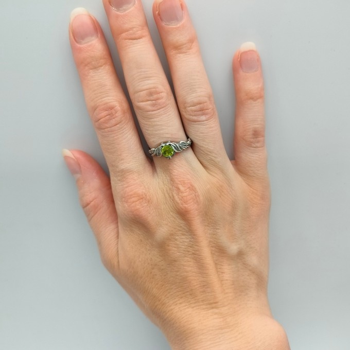 Twilight Silver Ring with Emerald Glow