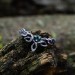 Delicate Silver Ring with Emerald and Vine Design