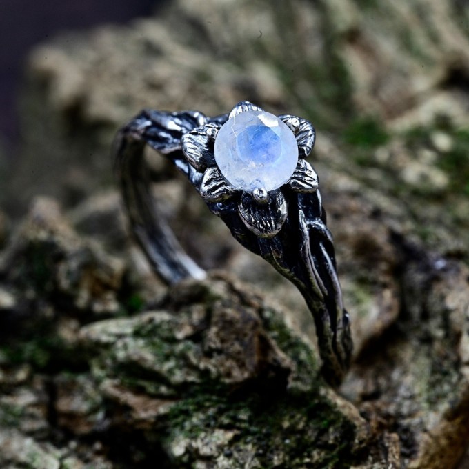 Handcrafted Silver Ring with Ethereal Moonstone