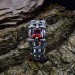 Gothic Garnet Ring with Intricate Bold Design