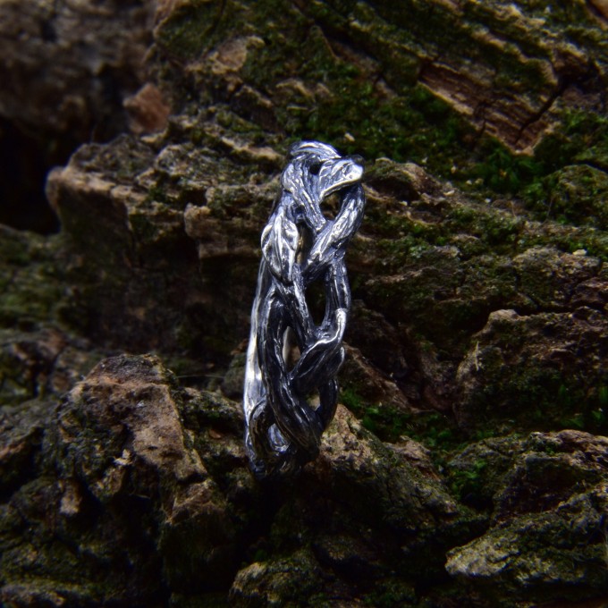 Whispering Woods: Gothic Sterling Silver Twig Ring