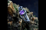 Tree Branch Celtic Mens Ring, Unique Mens Ring Amethyst, Mens Fantasy Ring, Mens Viking Wedding Ring Sterling Silver