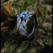 Gothic Silver Ring with Blue Topaz and Nature Design