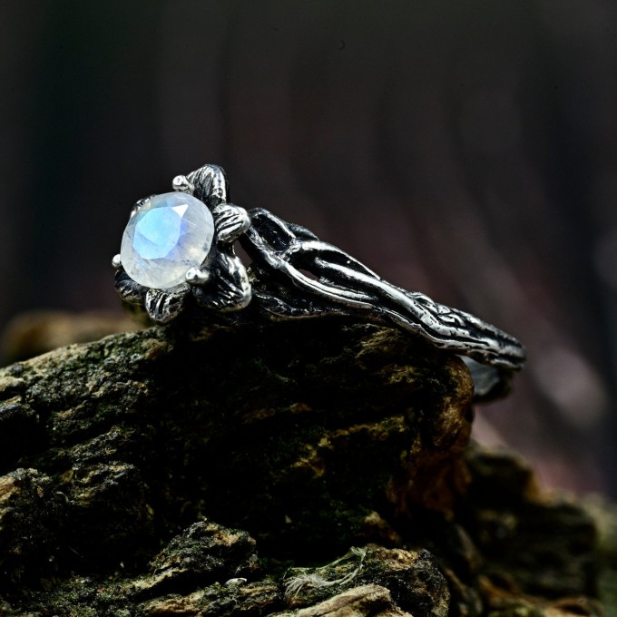 Handcrafted Silver Ring with Ethereal Moonstone