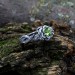 Bloom of Shadows: Gothic Sterling Silver Ring with Olivine Gemstone