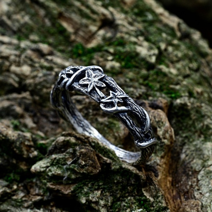 Intricate Gothic Ring with Rune-Inspired Design