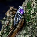 Amethyst Majesty: Artisan Silver Ring with a Gothic Twist