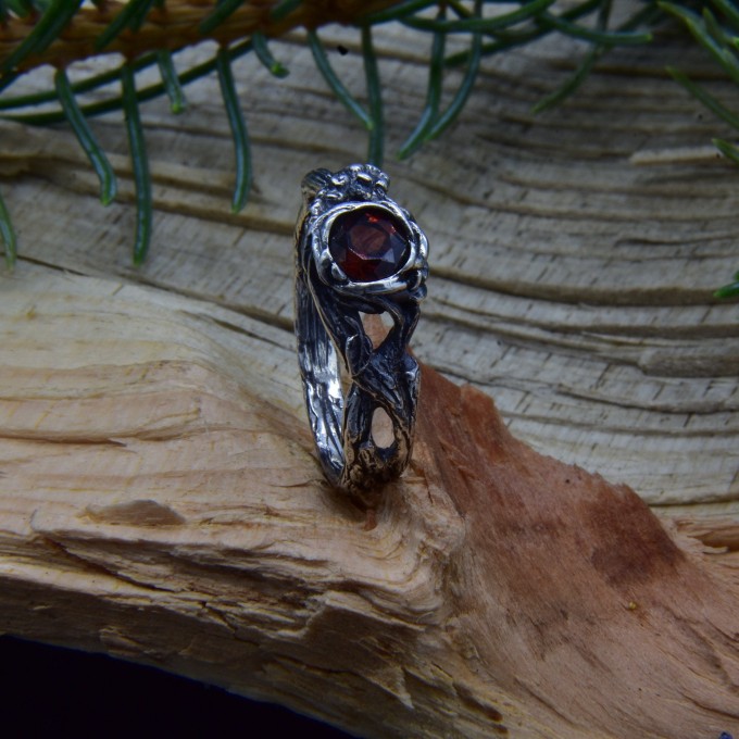Braided Branch Ring - Celtic Wedding Ring with January Birthstone
