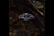 Goth Womens Wedding Ring with Fantasy Themed, Vintage Gothic Ruby Ring Silver with Skull, Gothic Forest Jewelry