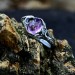 Gothic Ring with Amethyst and Intricate Silver Design