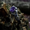 Embrace of Shadows: Gothic Sterling Silver Ring with Mystical Amethyst