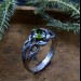 Nature-Inspired Gothic Ring with Bright Olivine