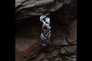 Unique Silver Vine Ring with Garnet Center, Engagement Ring with Tree Vine, Unique Statement Piece, Leaves and Braided Branches Ring