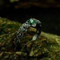 Dragon Scale Gothic Ring with Enchanted Emerald
