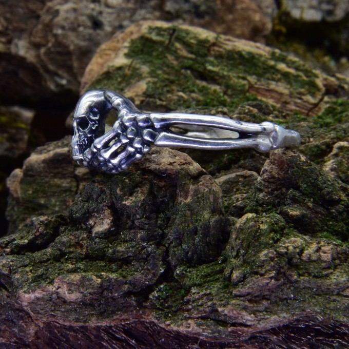 Gothic Skeleton Hand Ring - Unique Silver Statement