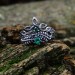 Gothic Emerald Ring Set with Enchanted Leaf Motif