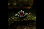 Dark Unique Wedding Ring, Gothic Engagement Ring Inspired by Dark Fairytale, Occult Promise Ring with Pagan Forest Themed