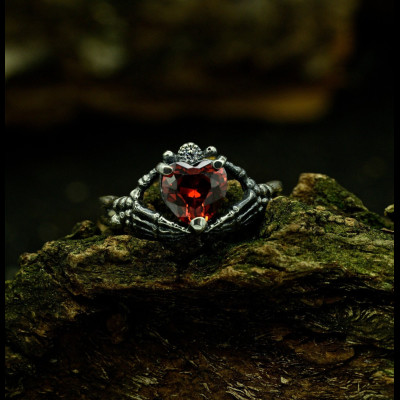 Dark Unique Wedding Ring, Gothic Engagement Ring Inspired by Dark Fairytale, Occult Promise Ring with Pagan Forest Themed