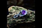 Ethereal Fairy Witchy Wedding Band, Braided Branch Band Amethyst Silver Engagement Ring, Dark Aesthetic Forest Ring with Nature Themed