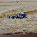 Gothic Silver Ring with Blue Aquamarine and Organic Design
