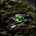 Gothic Silver Ring with Emerald and Branch Design