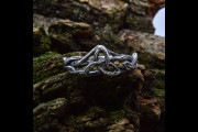 Silver Celtic Triquetra Knot Wedding Band with Forest Braided Branch, Fantasy Mens Engagement Ring with Tree of Life Design