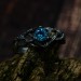 Gothic Silver Ring with Aquamarine and Nature Motif